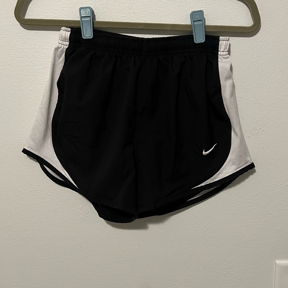 Nike Women's Black and White Tempo Shorts